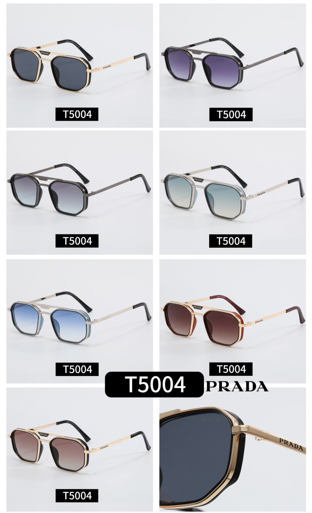 Classic Metal Frame Polygon Sunglasses Male Retro 5004