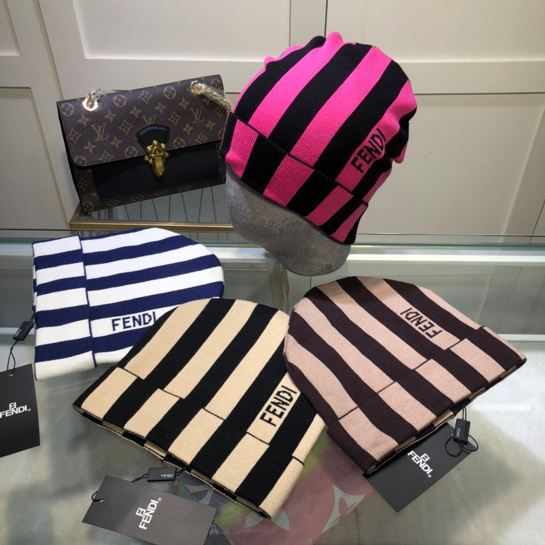 Classic Striped Cashmere Knit Hat
