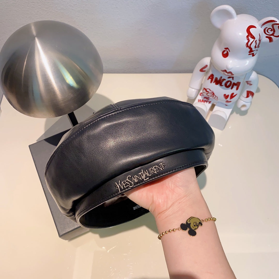 Fashion Pebbled Leather Beret
