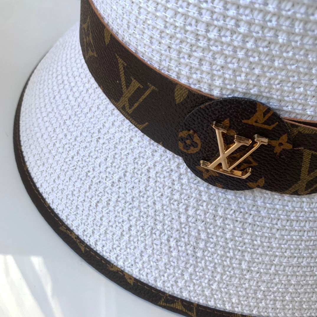Hot Selling Monogram Belt Straw Bucket Hat