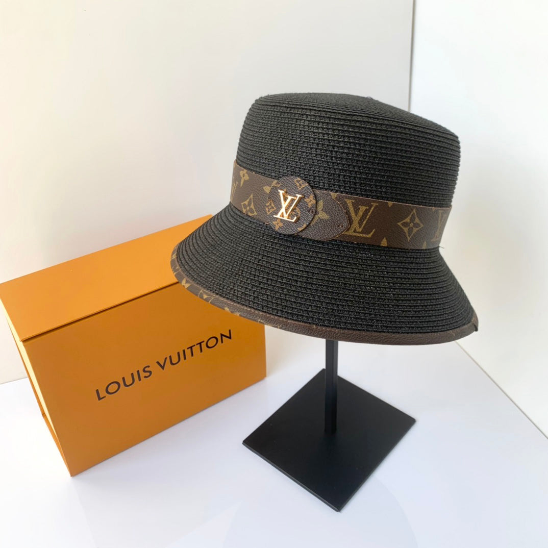 Hot Selling Monogram Belt Straw Bucket Hat
