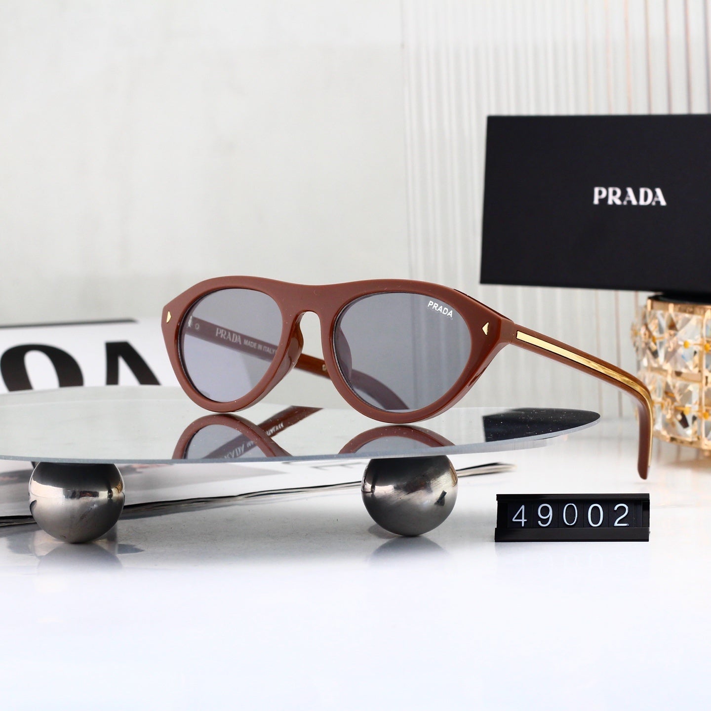 Vintage Metal Logo Polygon Sunglasses Men Classic 49002