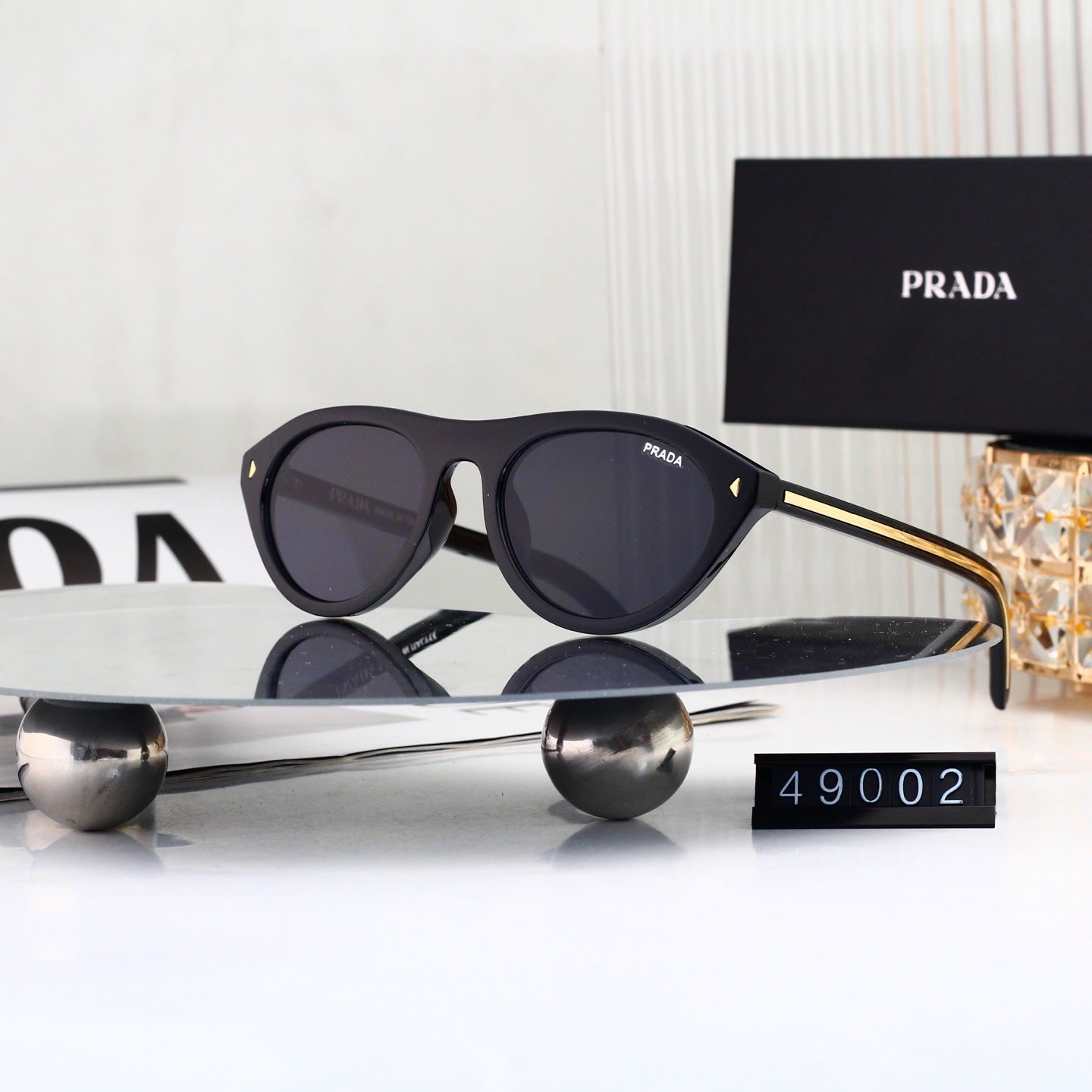 Vintage Metal Logo Polygon Sunglasses Men Classic 49002