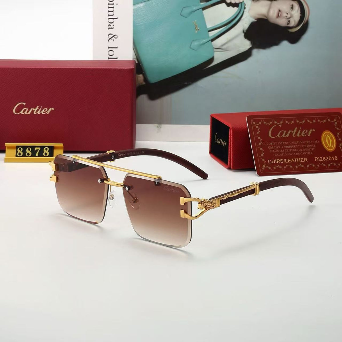 5 colors of trendy rimless sunglasses 8878