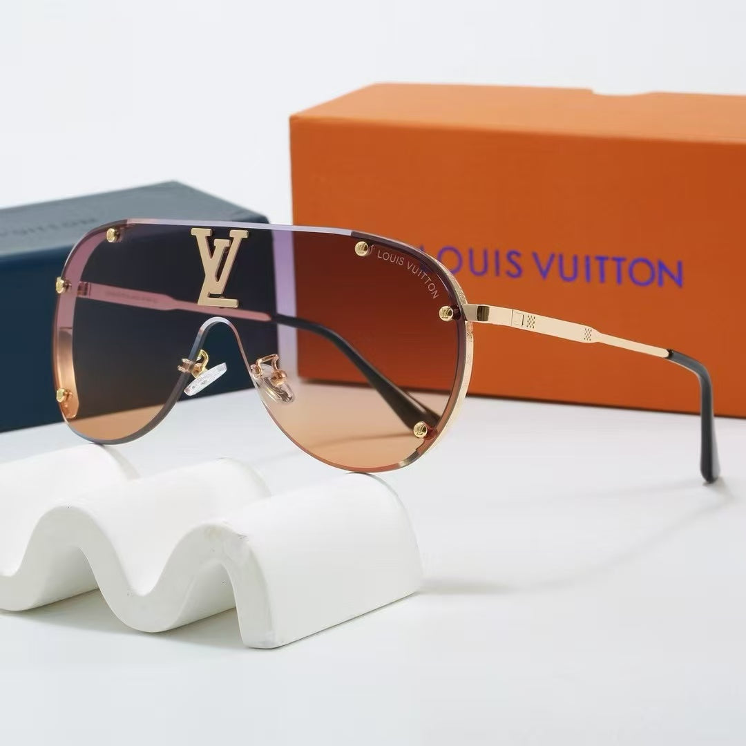 Oversized, integrated metal trendy sunglasses