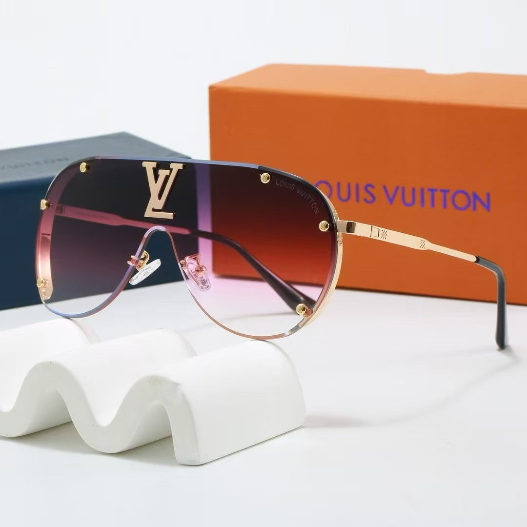 Oversized. integrated metal trendy sunglasses
