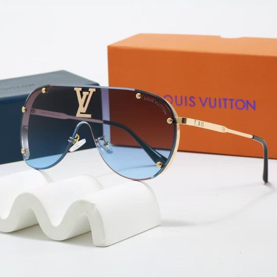 Oversized, integrated metal trendy sunglasses