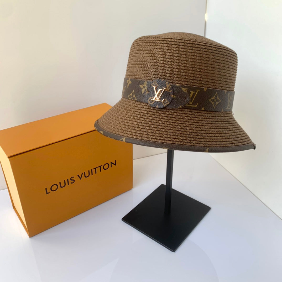 Hot Selling Monogram Belt Straw Bucket Hat