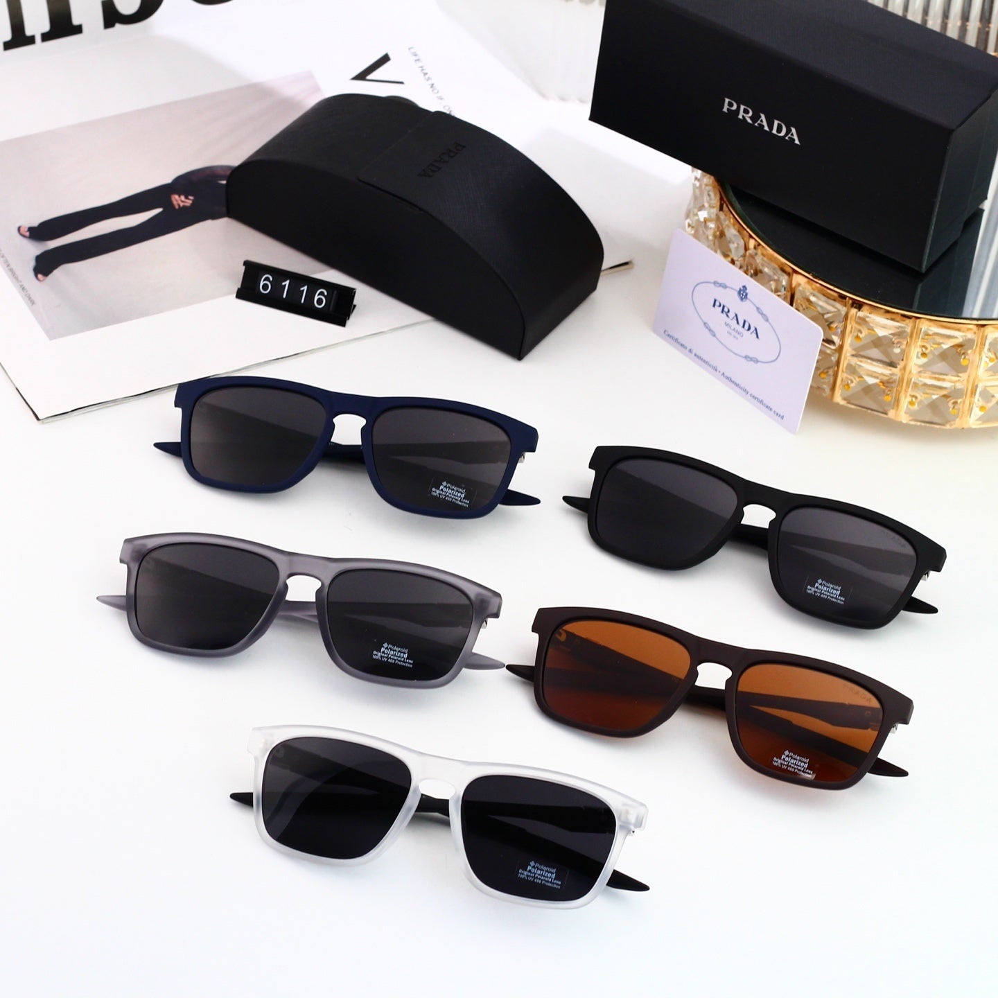 Trendy Metal Logo Polygon Sunglasses Female Stylish 6116
