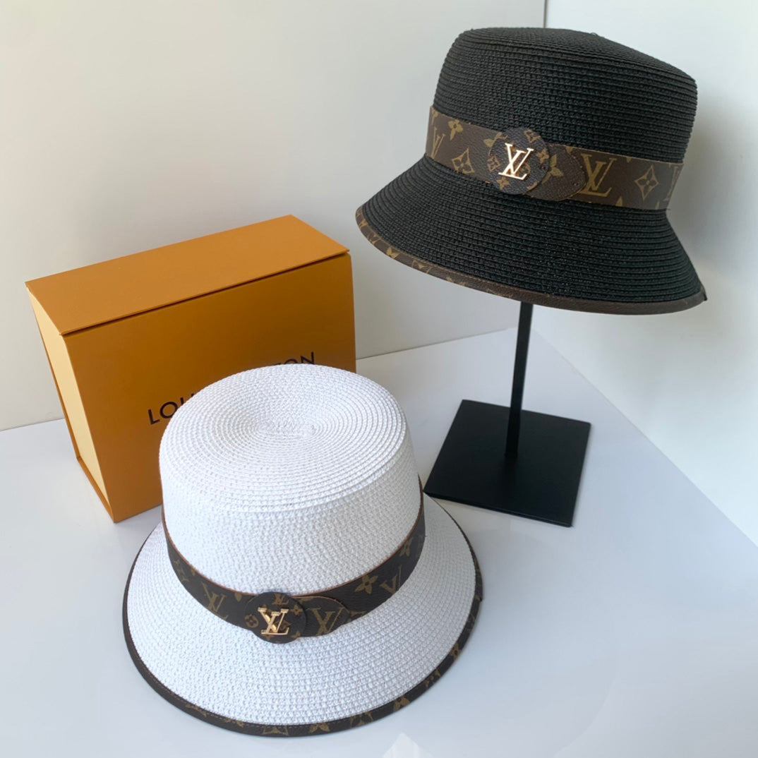 Hot Selling Monogram Belt Straw Bucket Hat