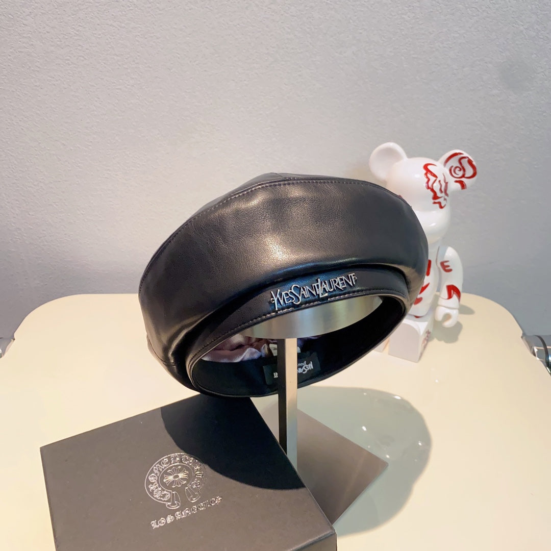 Fashion Pebbled Leather Beret