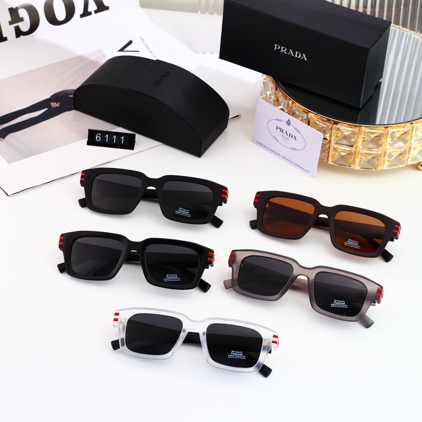 Luxury Metal Polygon Sunglasses Brand Design Fashion  6111