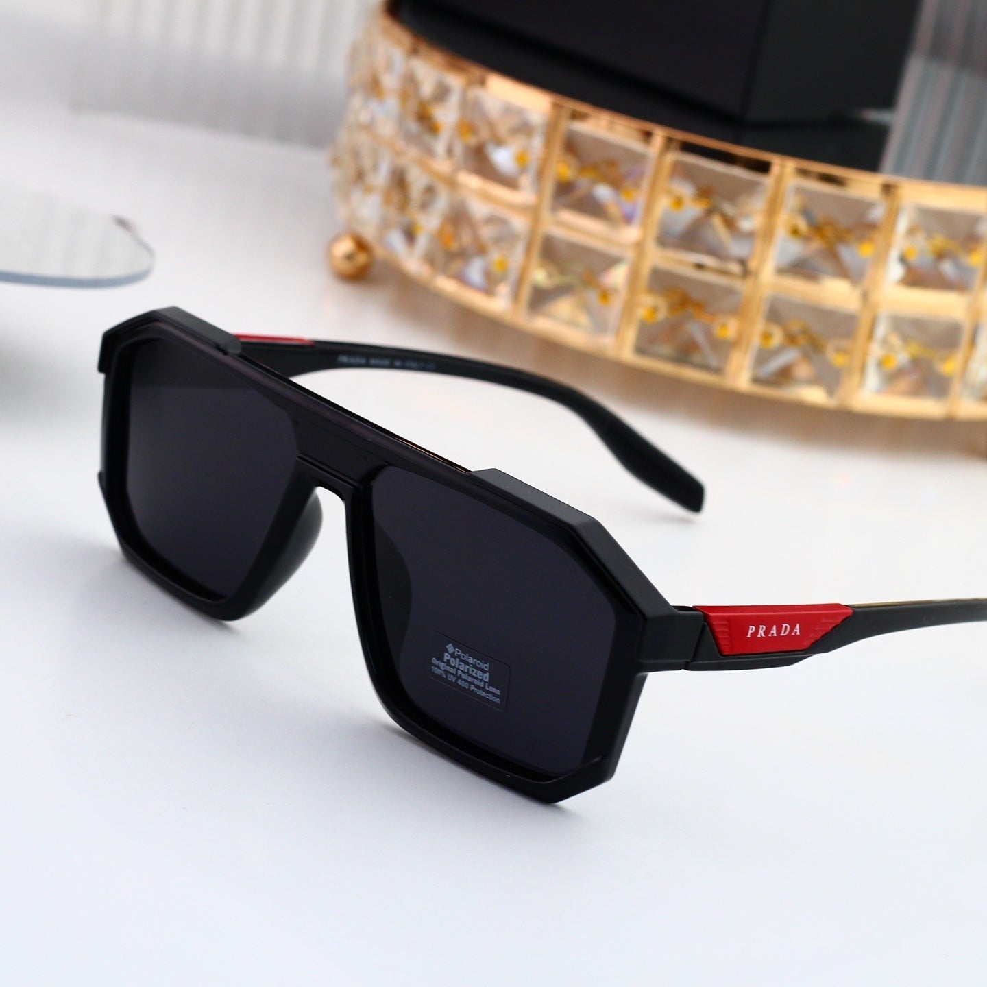 Fashion Metal Polygon Sunglasses With Logo 6112