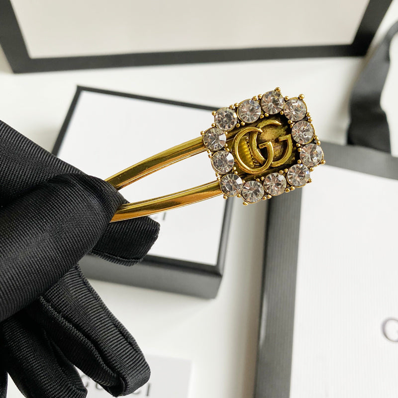 Double G Crystal Diamond Hair Clip