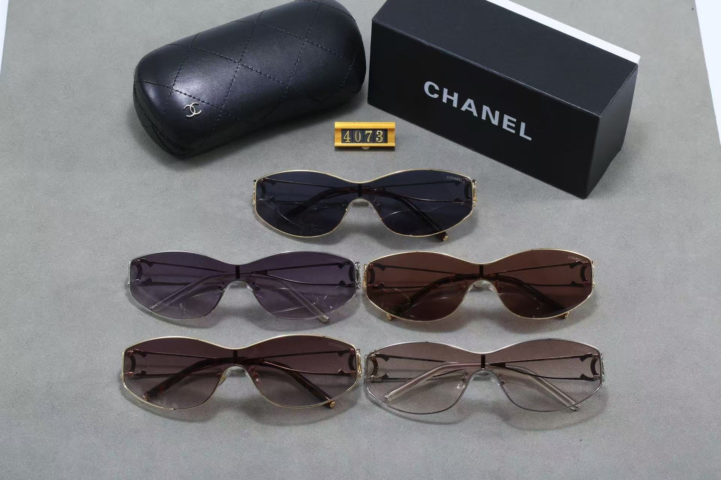 Stylish European and American style metal and diamond-encrusted sunglasses 4073