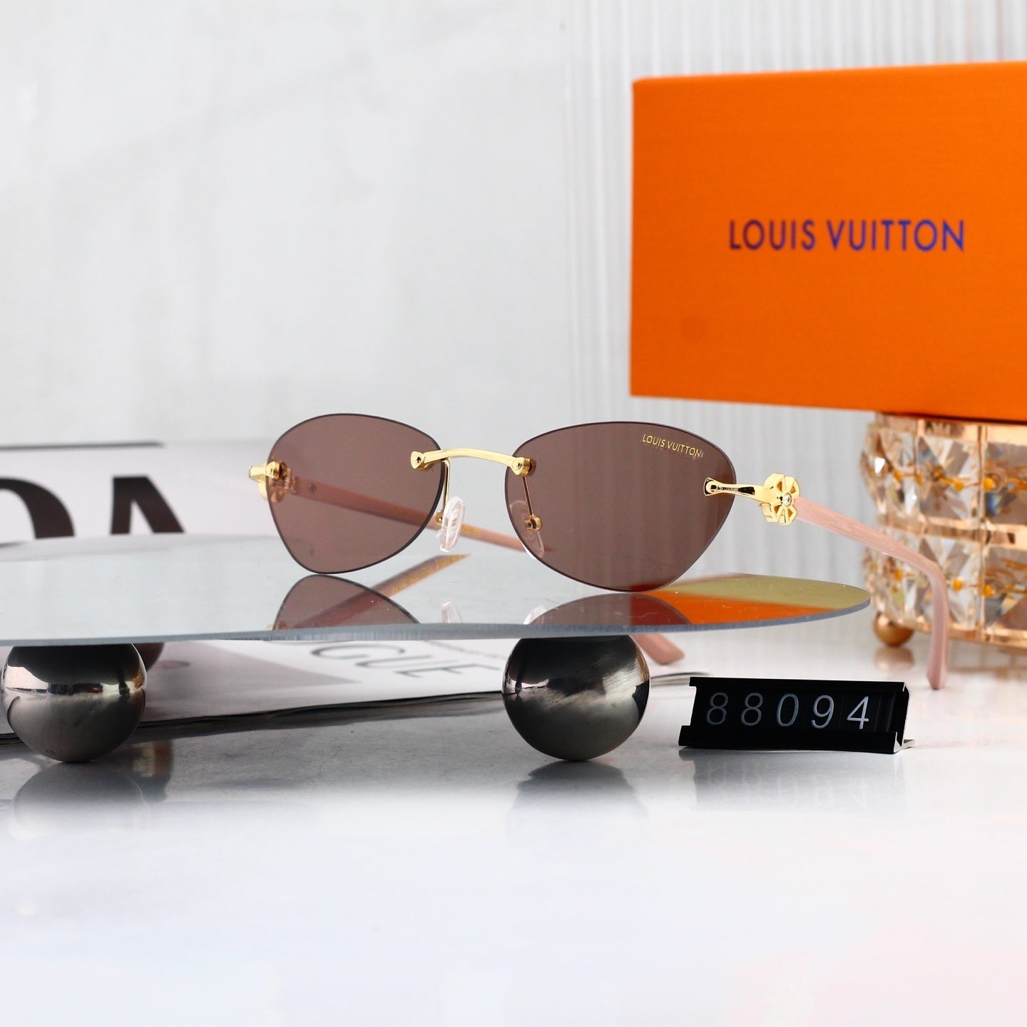 Frameless Oval Metal Decorated Sunglasses 88094