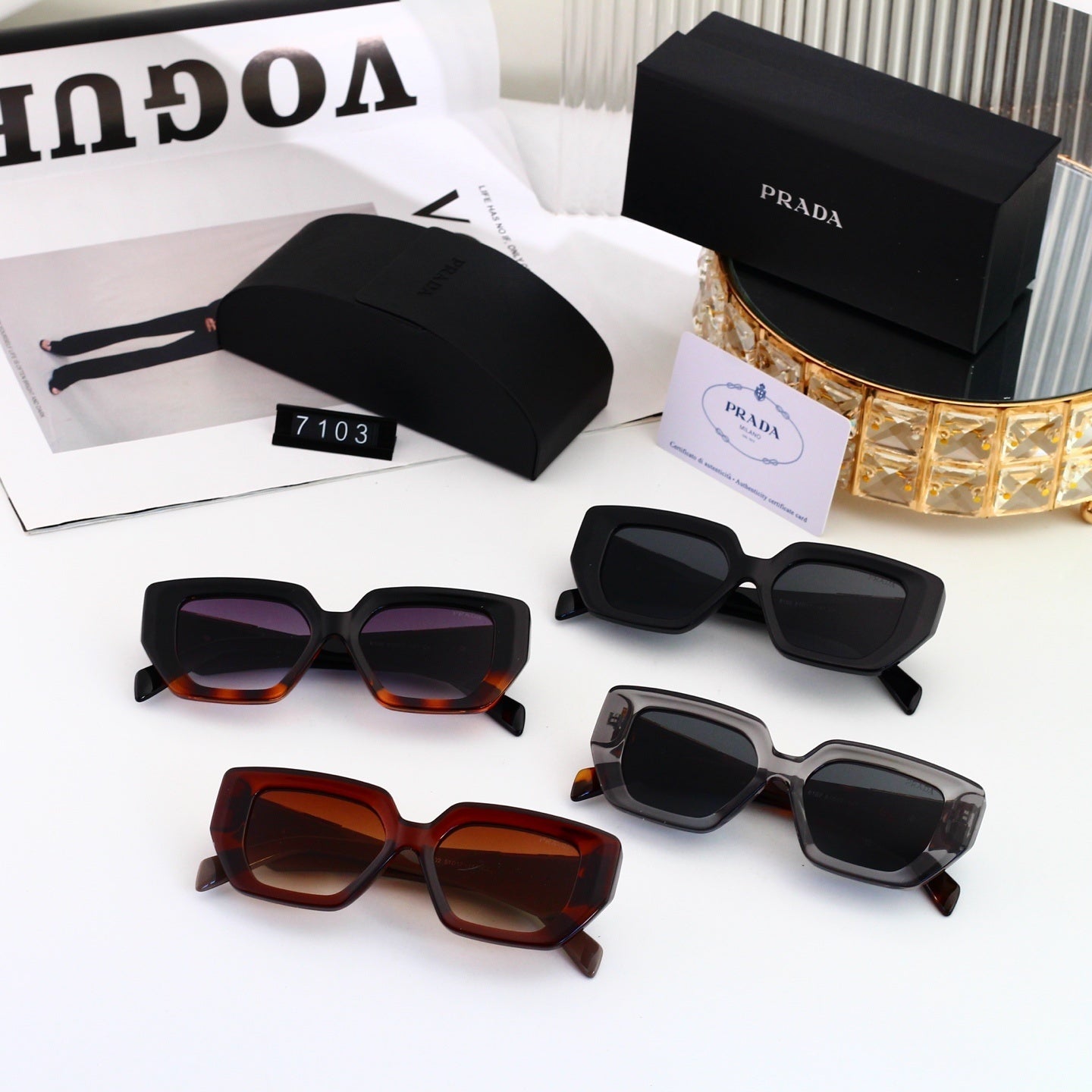 Polarized Sunglasses Personality Irregular Square Frame Sunglasses  7103