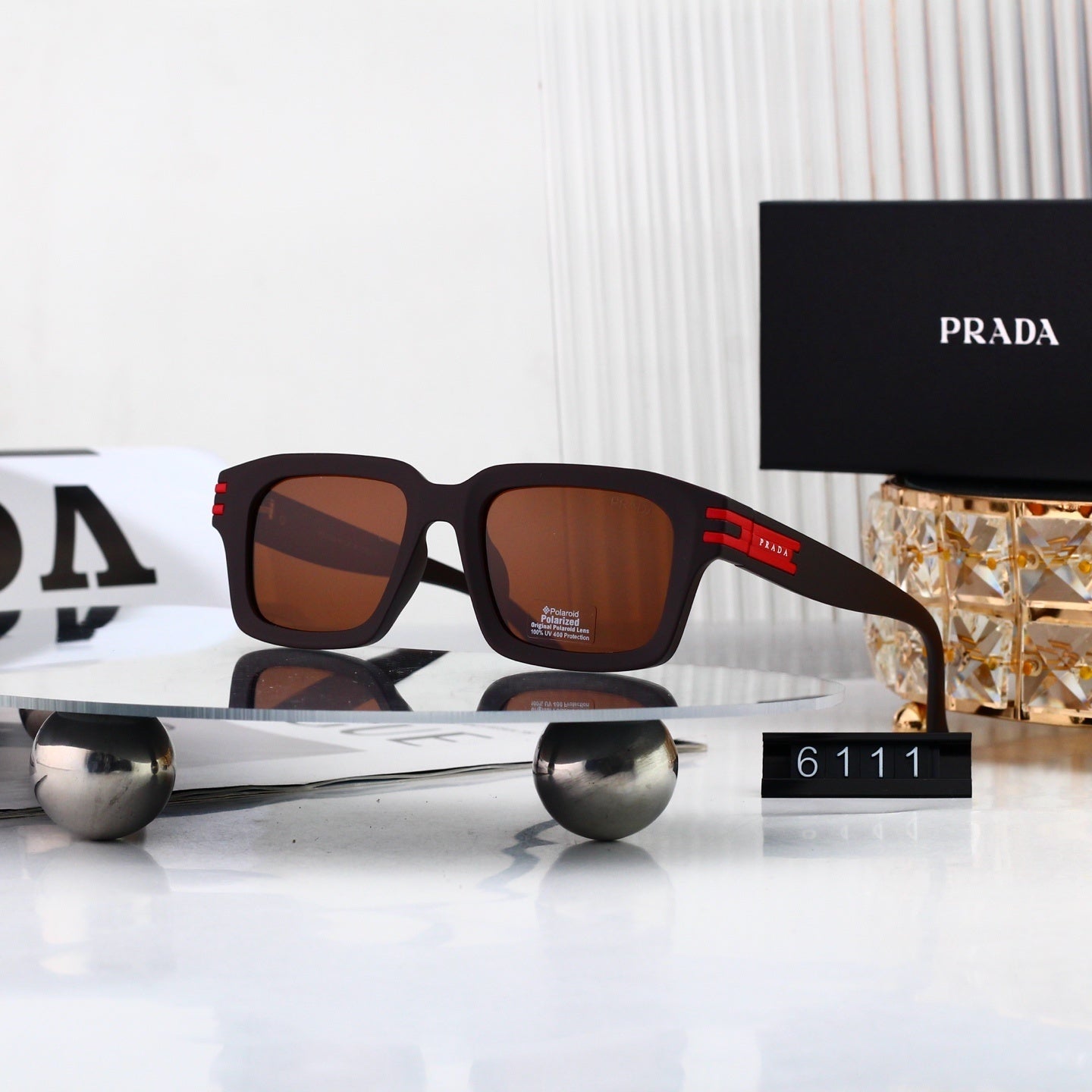 Luxury Metal Polygon Sunglasses Brand Design Fashion  6111