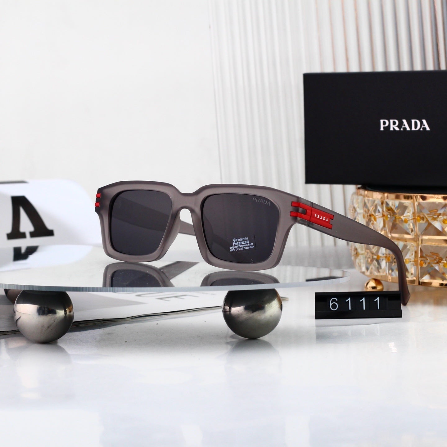 Luxury Metal Polygon Sunglasses Brand Design Fashion  6111