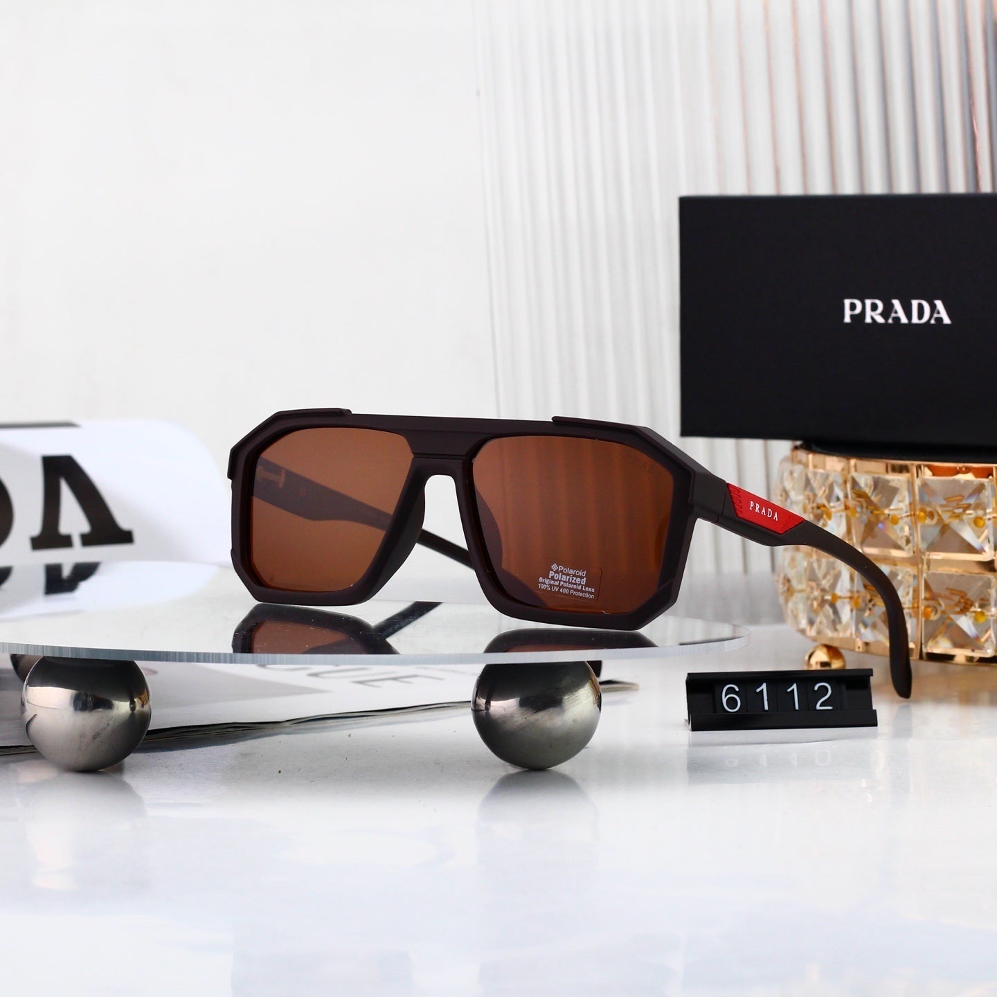 Fashion Metal Polygon Sunglasses With Logo 6112