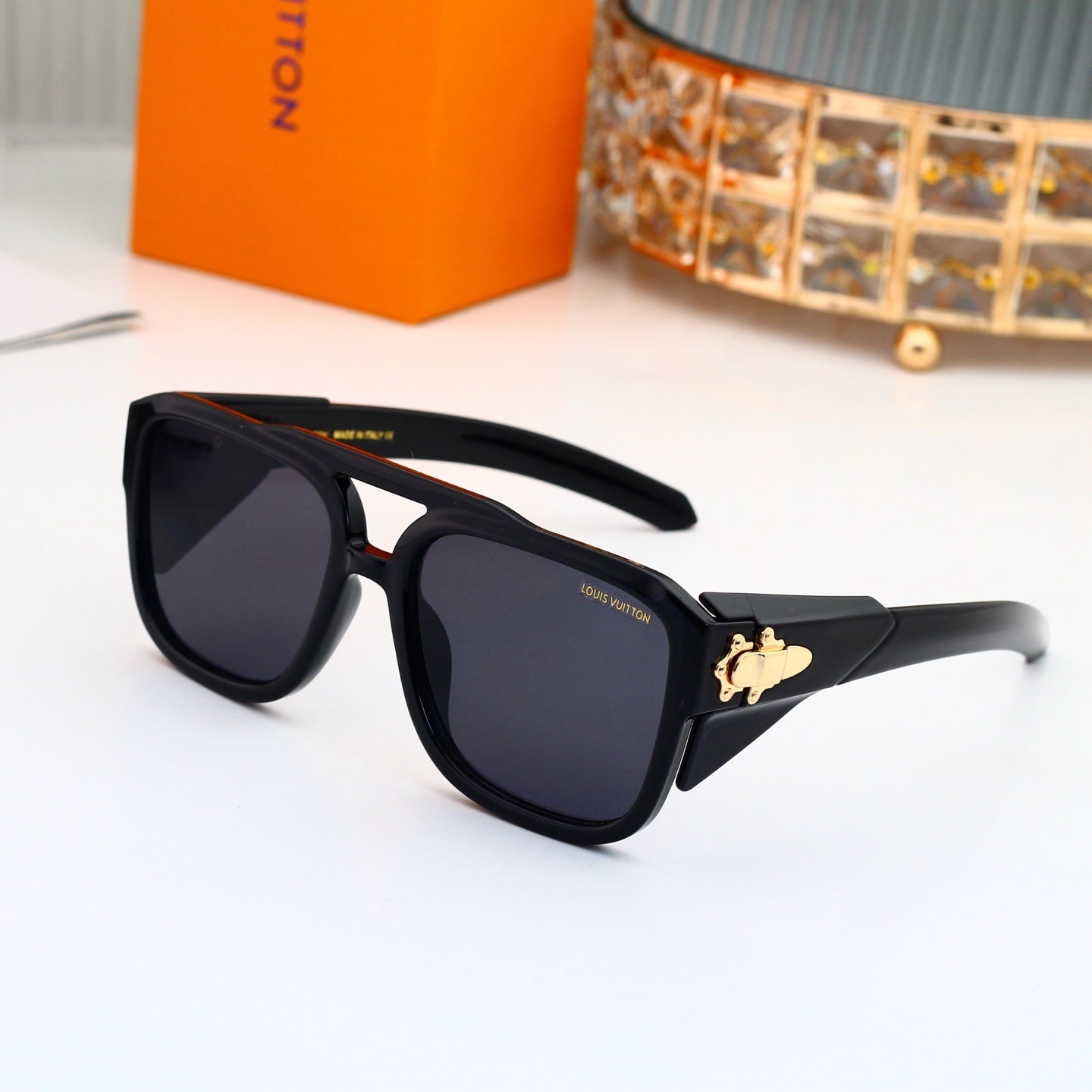 Double-Bridge Aviator-Style Oversized Sunglasses 49004