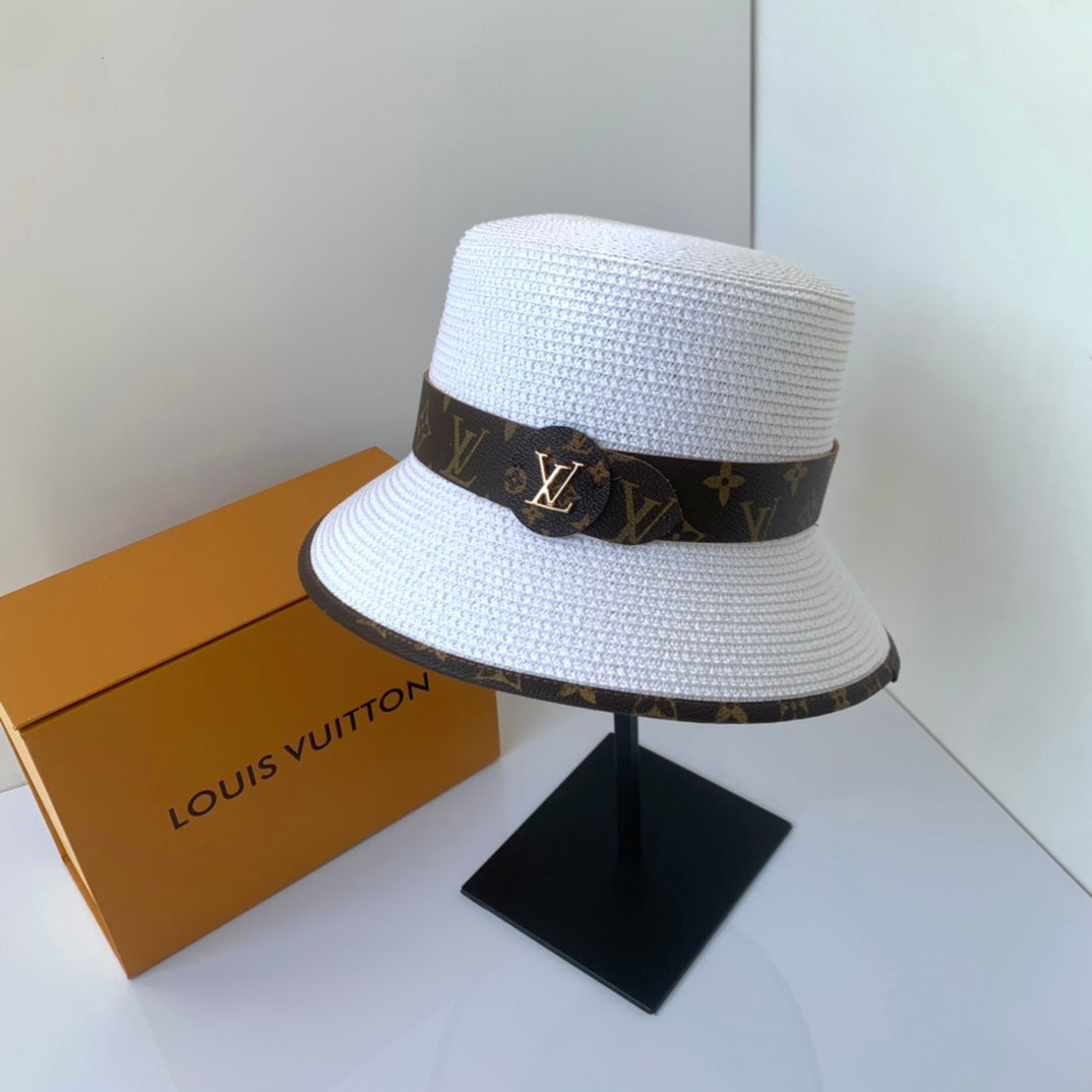 Hot Selling Monogram Belt Straw Bucket Hat