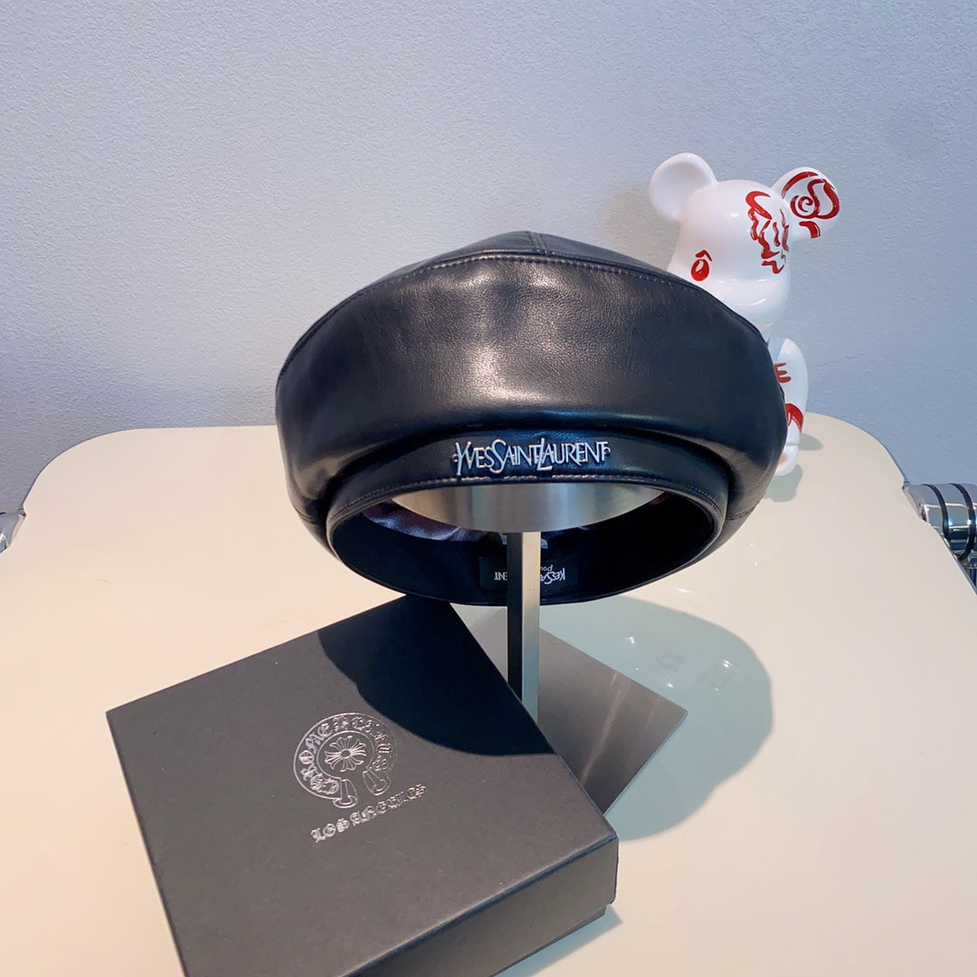 Fashion Pebbled Leather Beret