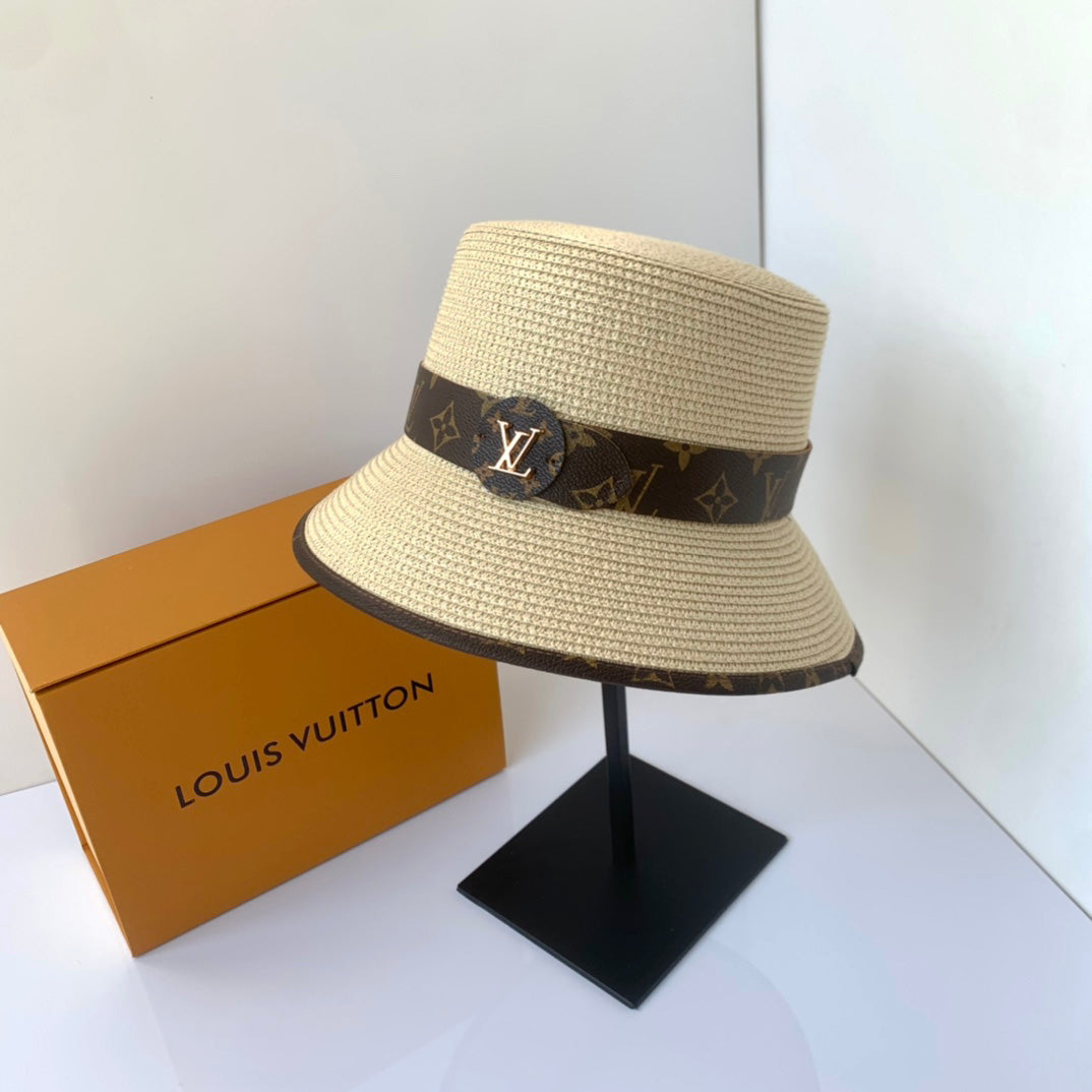 Hot Selling Monogram Belt Straw Bucket Hat
