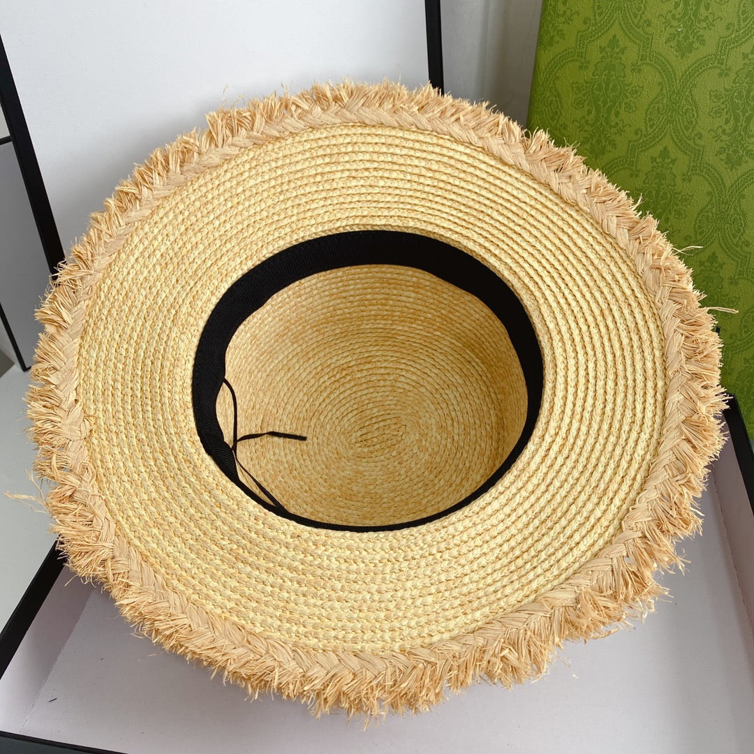 Diamond LOGO broken edge straw hat