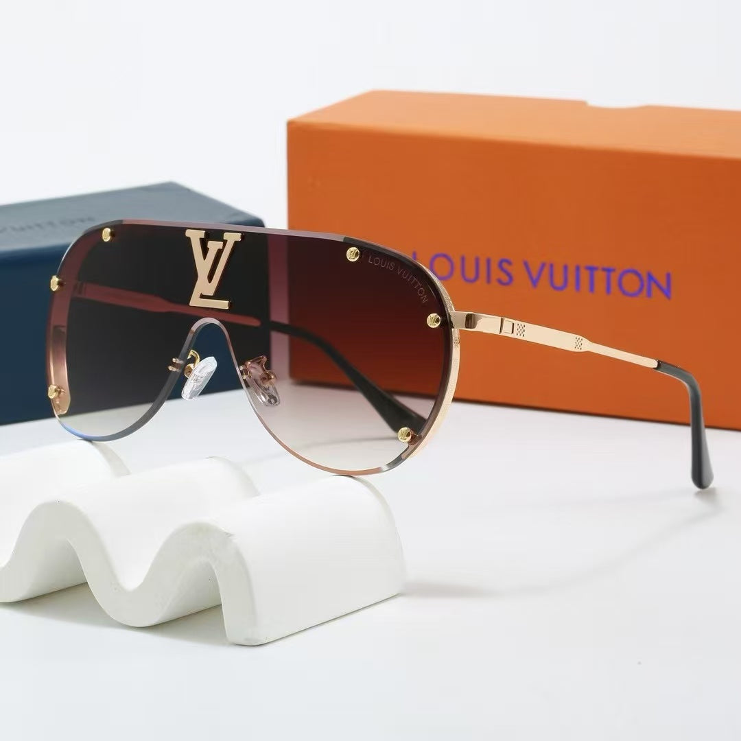 Oversized. integrated metal trendy sunglasses