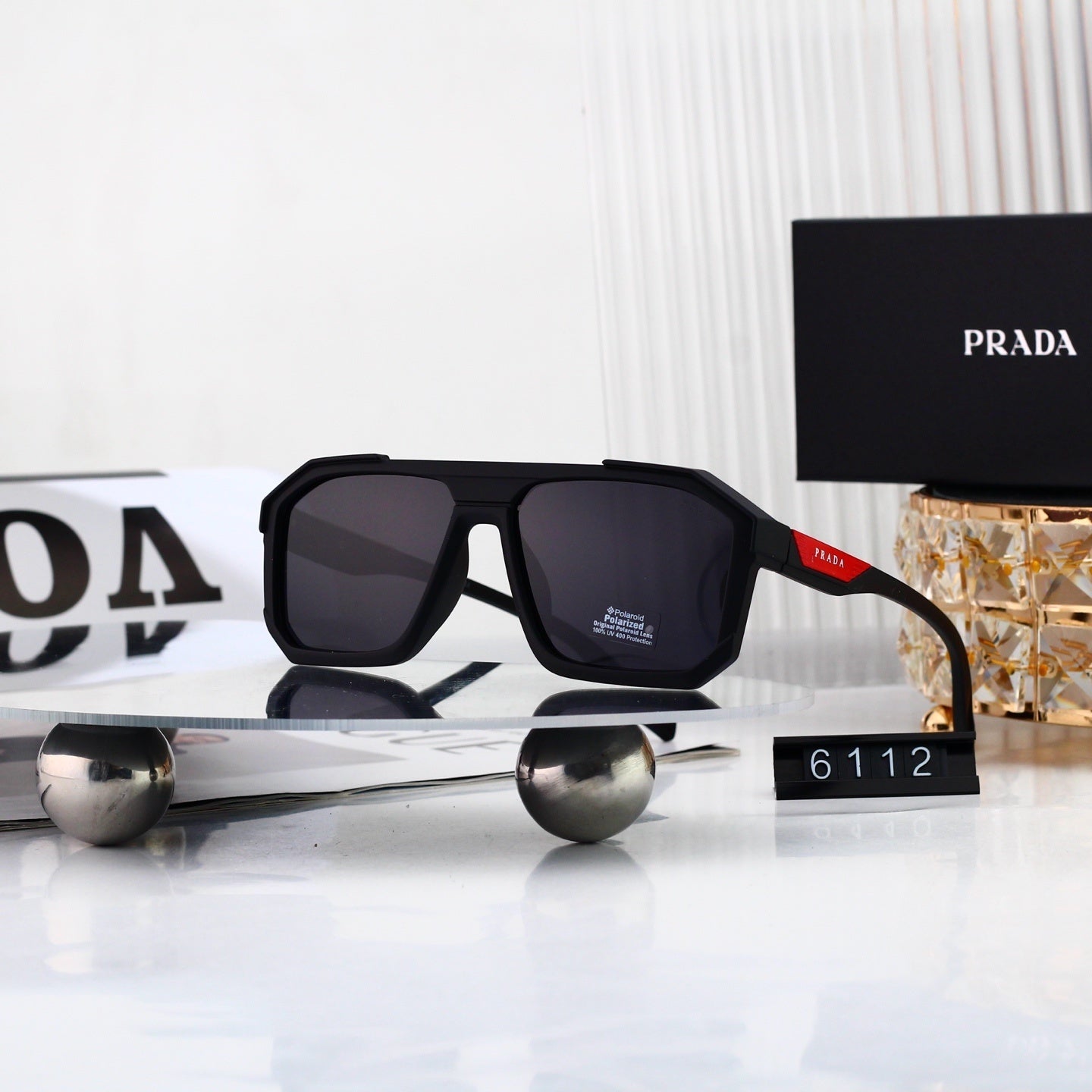 Fashion Metal Polygon Sunglasses With Logo 6112