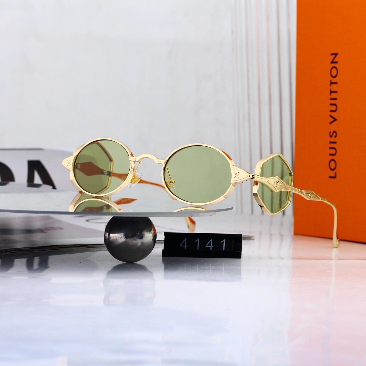 Fashion Metal Logo Polygon Sunglasses 4141