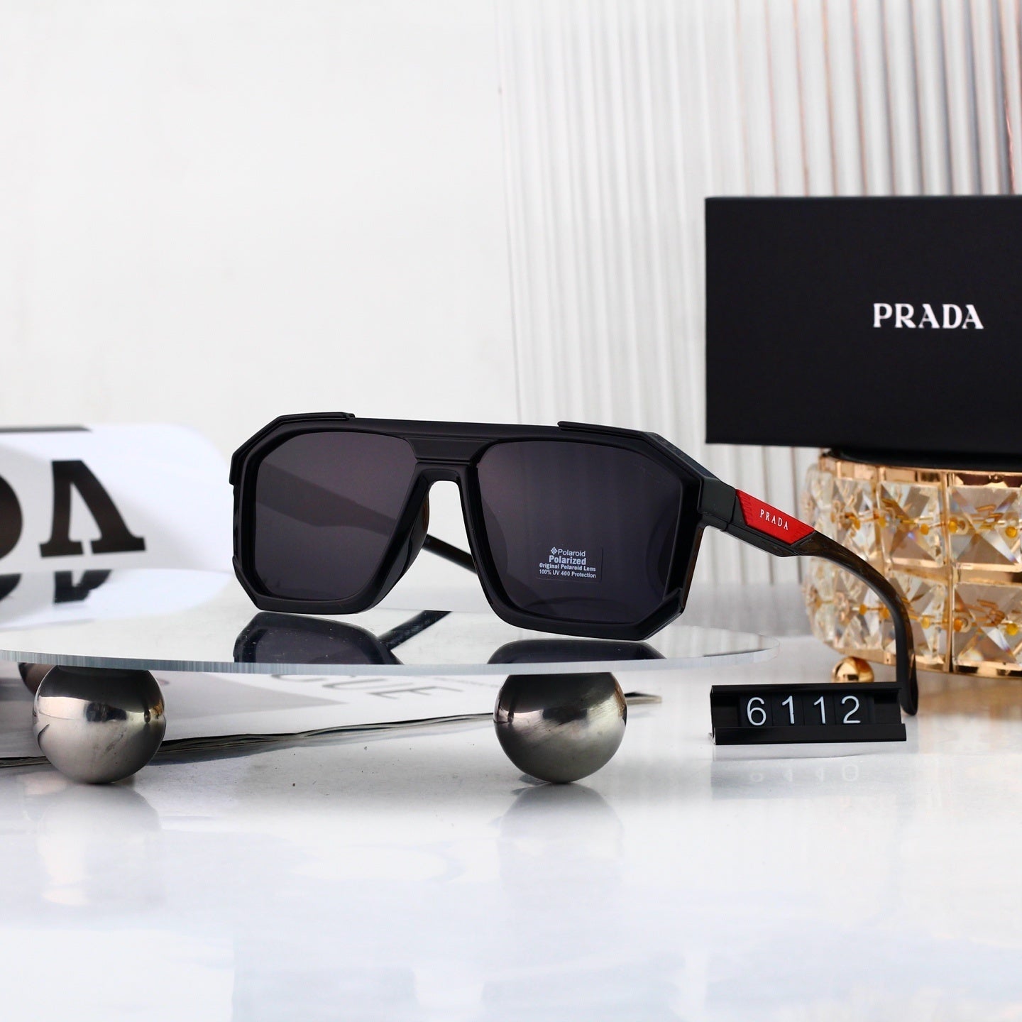 Fashion Metal Polygon Sunglasses With Logo 6112