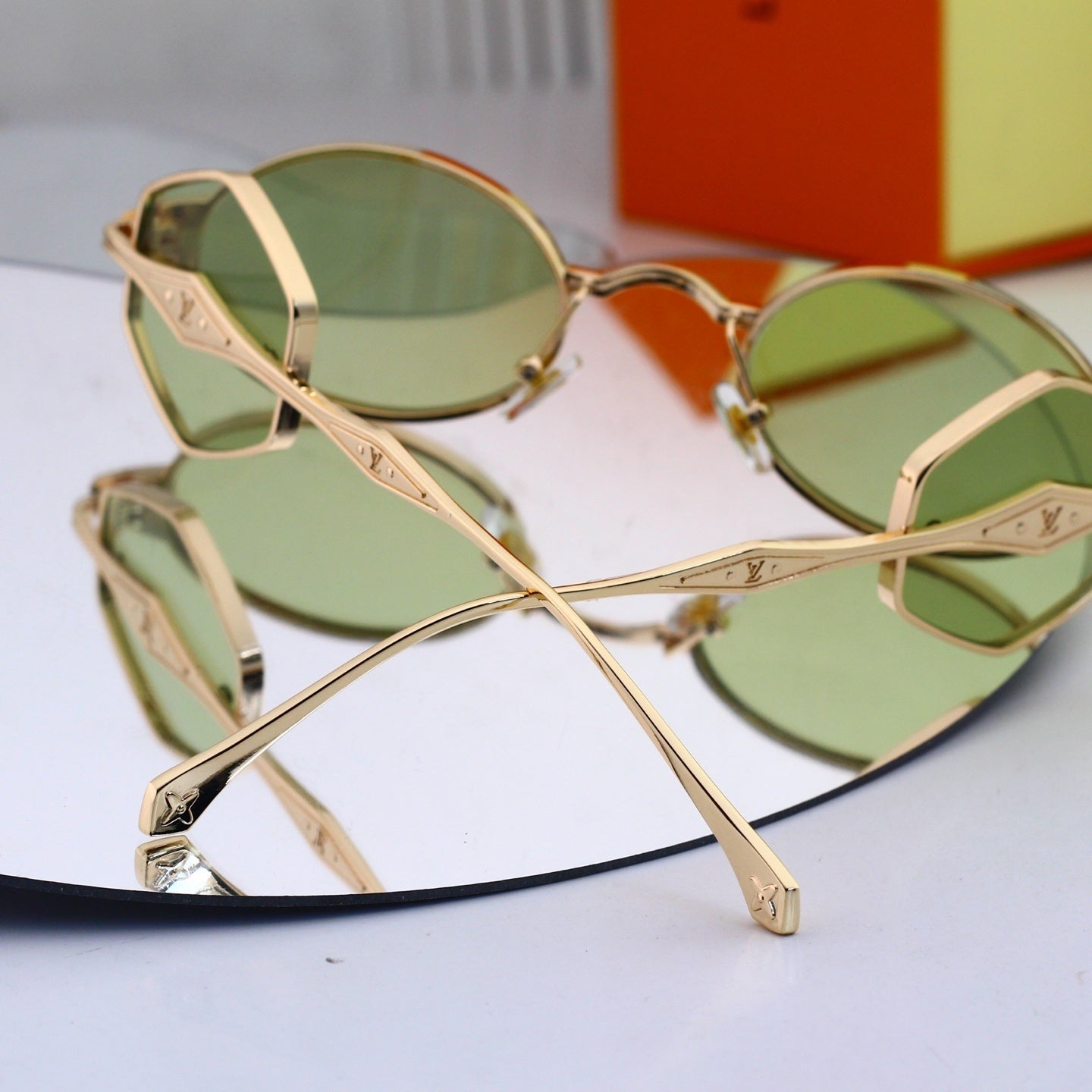 Fashion Metal Logo Polygon Sunglasses 4141