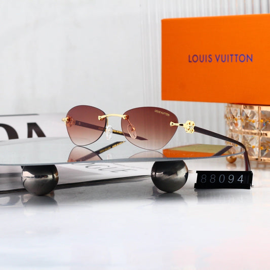 Frameless Oval Metal Decorated Sunglasses 88094