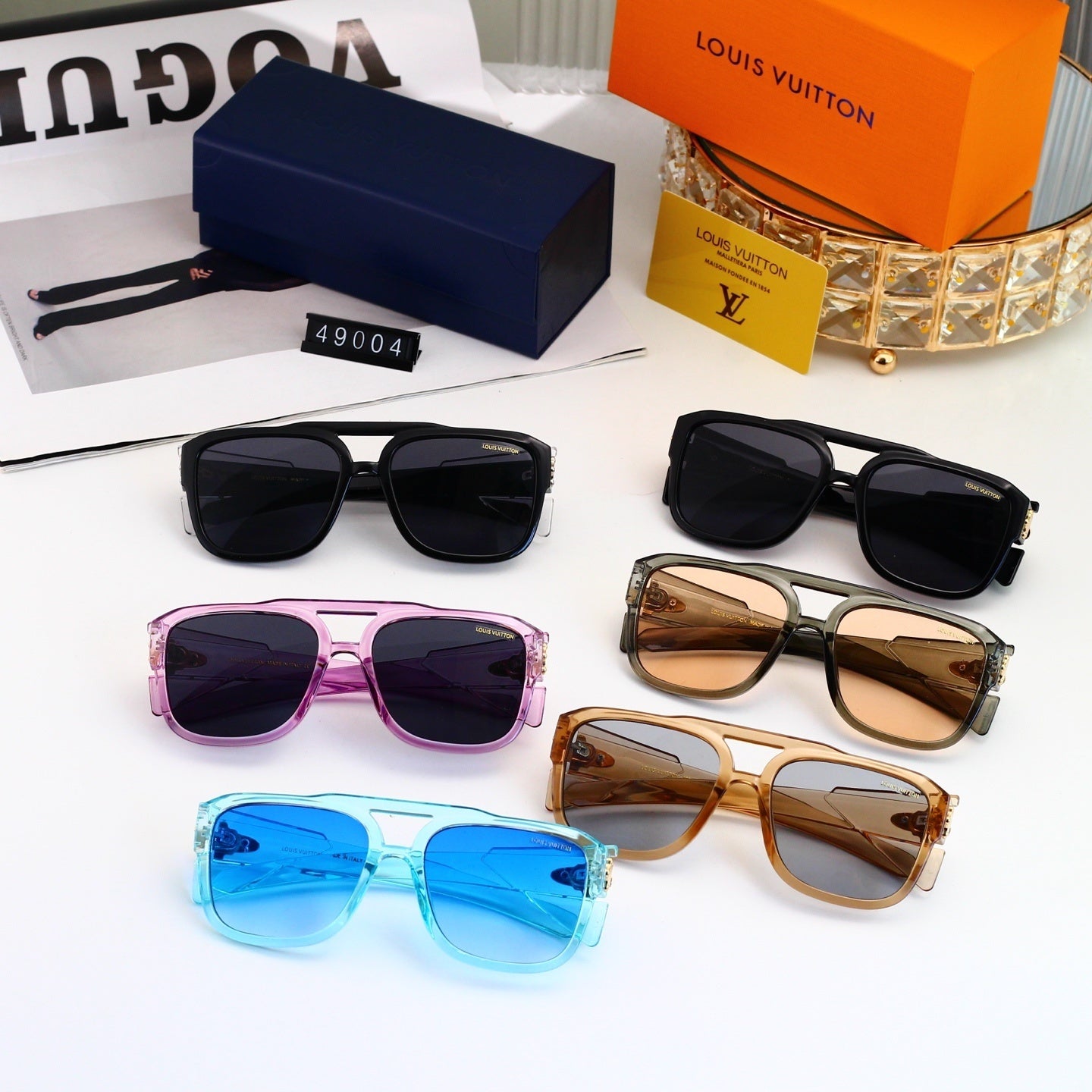 Double-Bridge Aviator-Style Oversized Sunglasses 49004