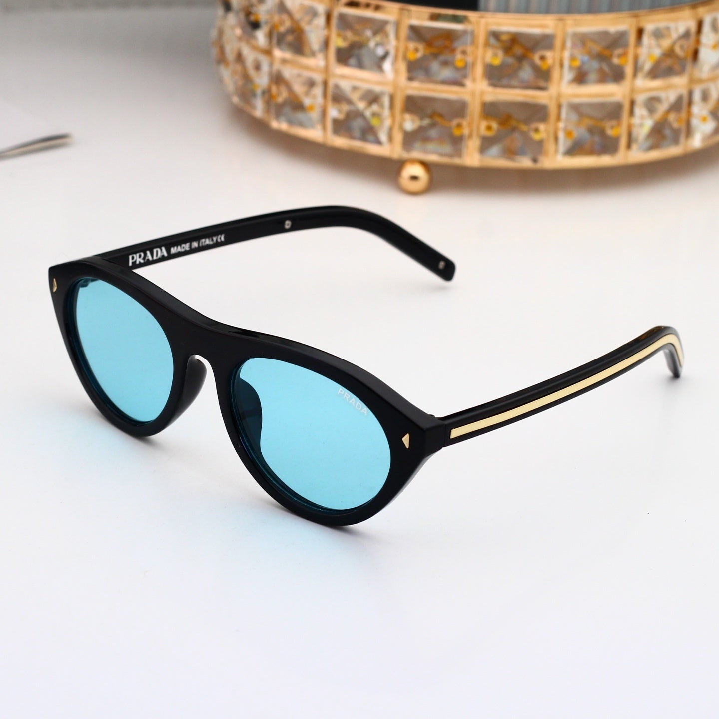 Vintage Metal Logo Polygon Sunglasses Men Classic 49002