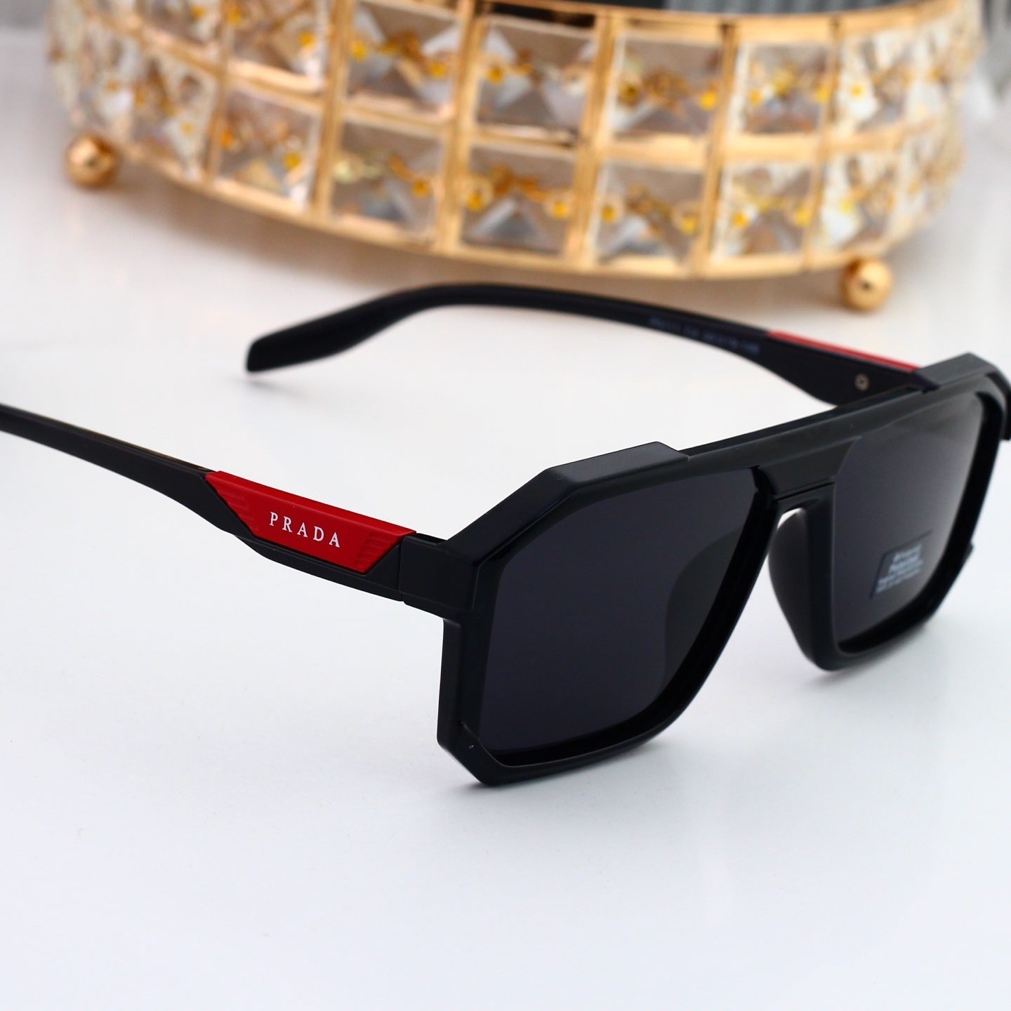 Fashion Metal Polygon Sunglasses With Logo 6112