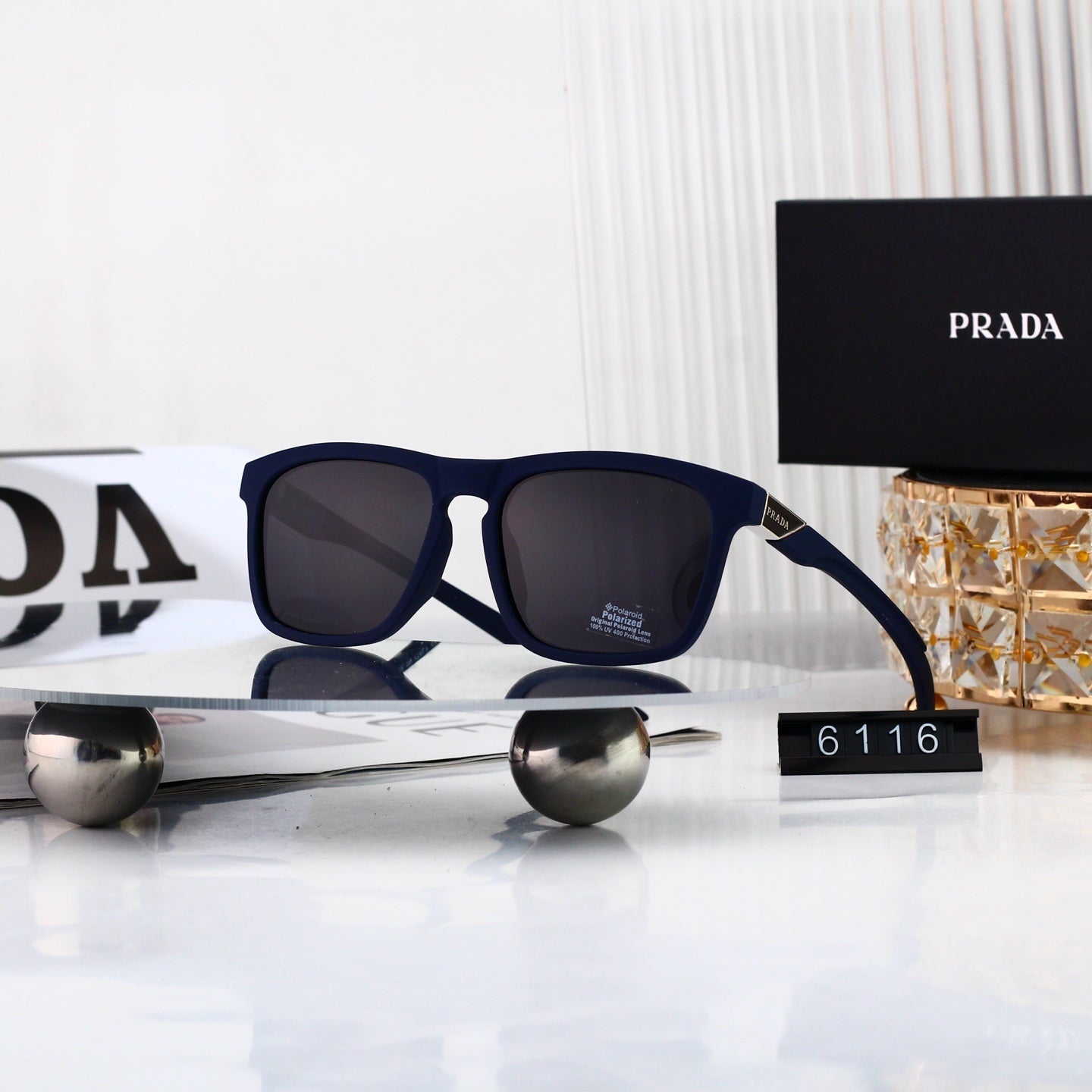Trendy Metal Logo Polygon Sunglasses Female Stylish 6116