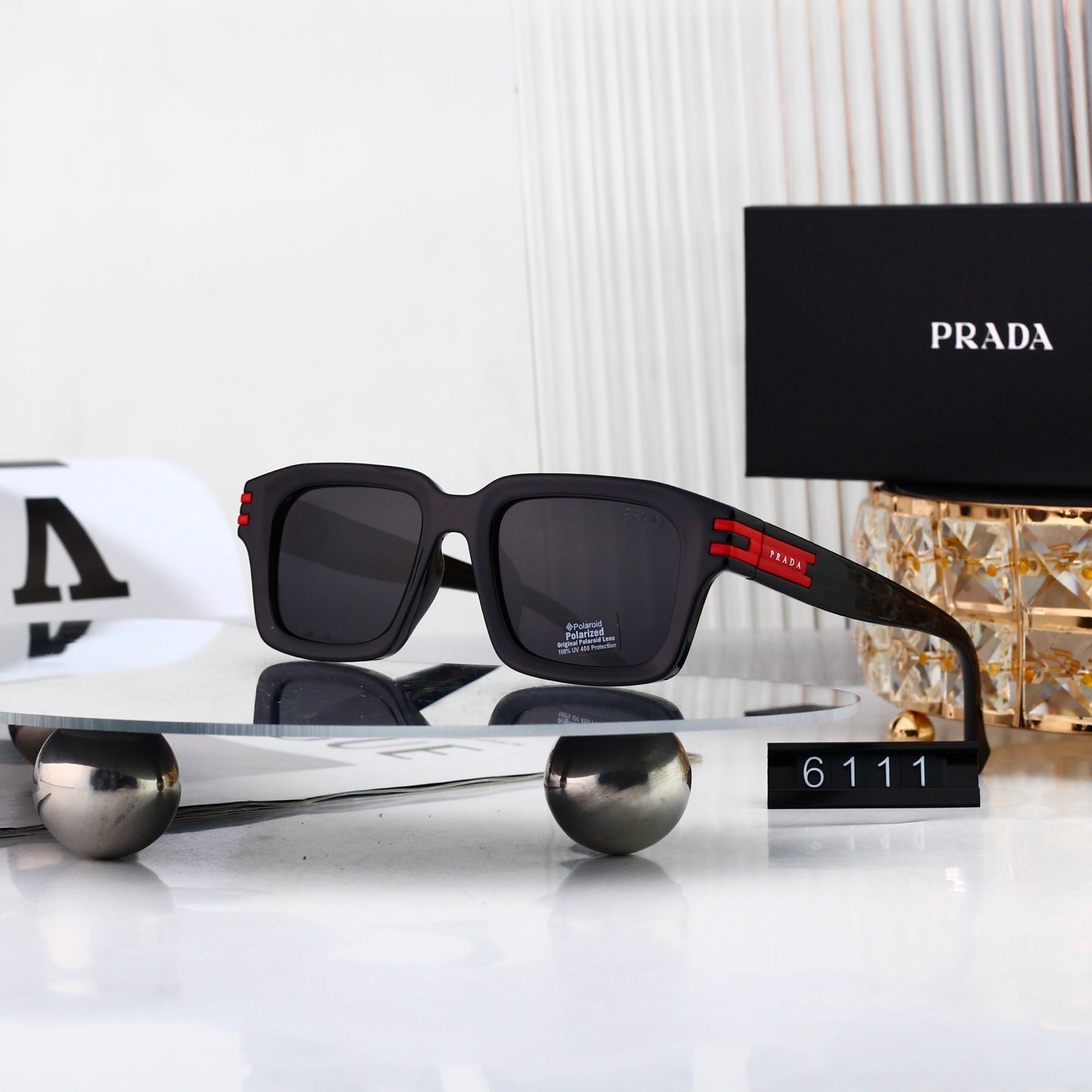 Luxury Metal Polygon Sunglasses Brand Design Fashion  6111