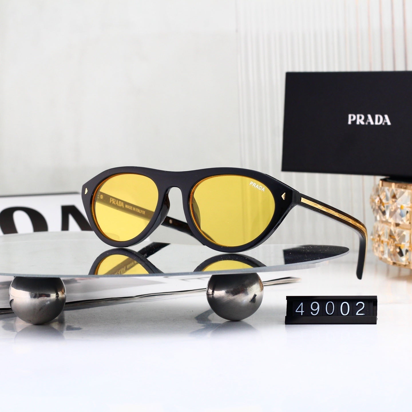 Vintage Metal Logo Polygon Sunglasses Men Classic 49002