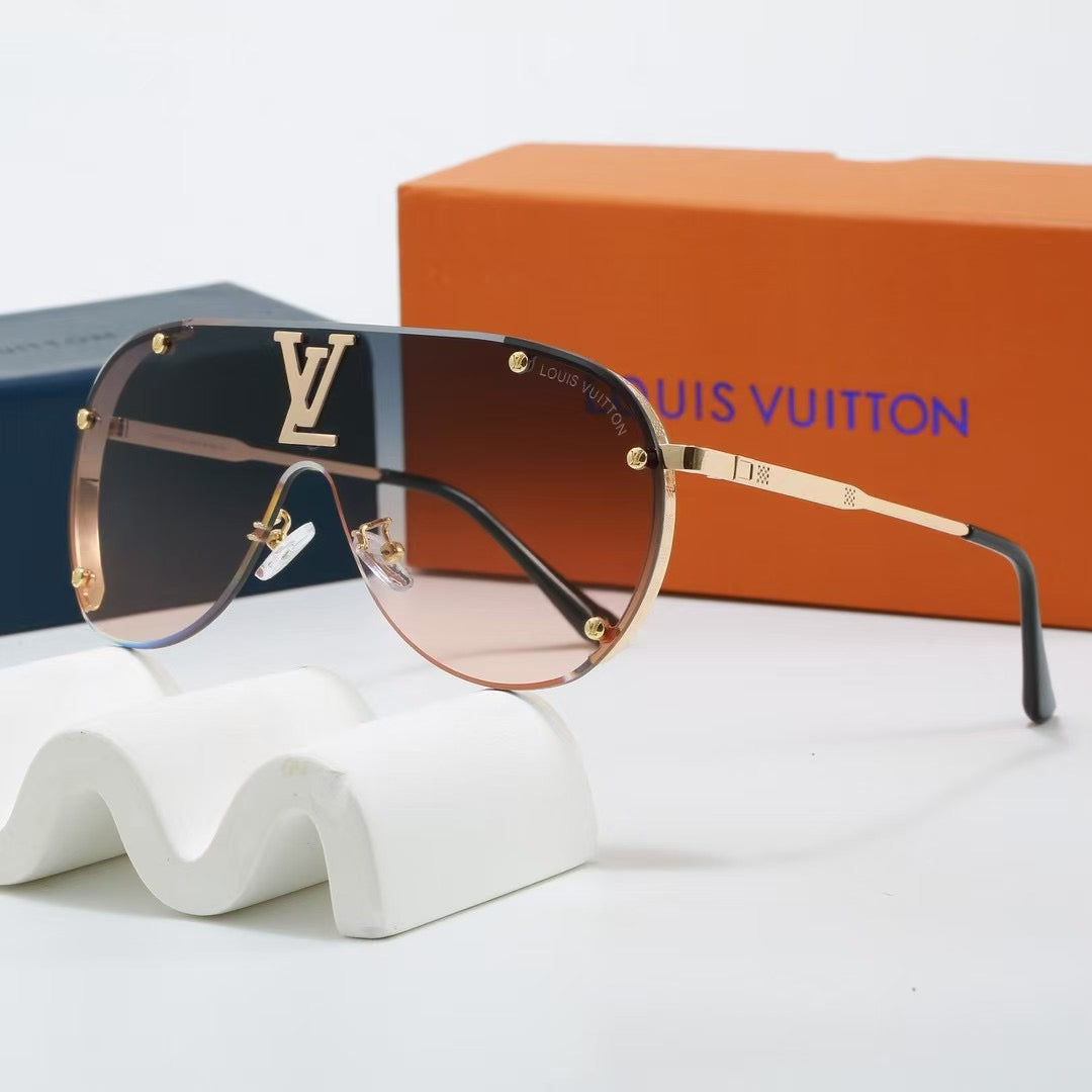 Oversized. integrated metal trendy sunglasses