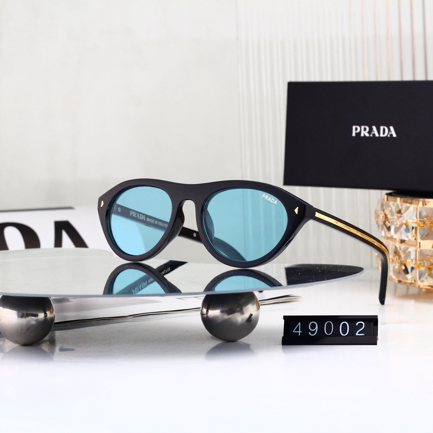 Vintage Metal Logo Polygon Sunglasses Men Classic 49002