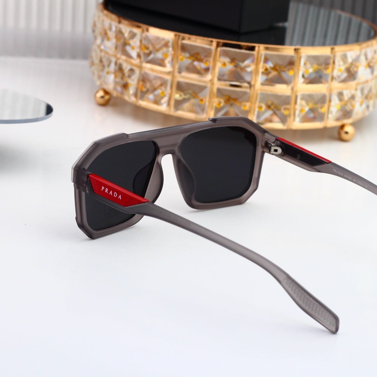 Fashion Metal Polygon Sunglasses With Logo 6112
