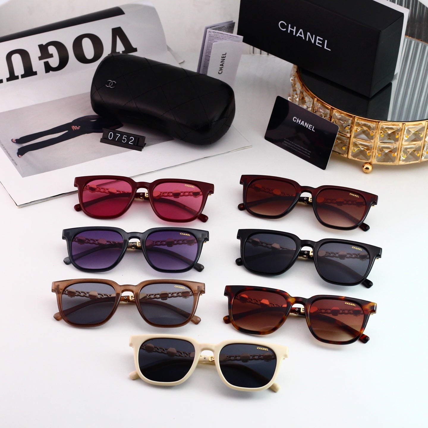Diamond-encrusted high-end fashion sunglasses 0752